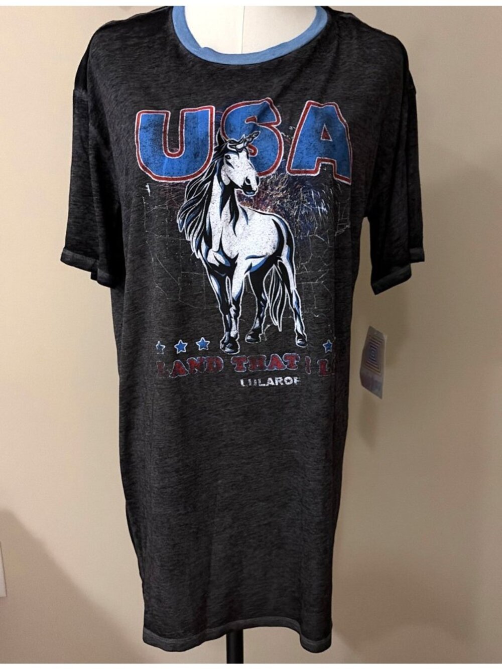 LULAROE Patrick T Shirt Nightshirt Womens Size Small Black Unicorn USA NEW
